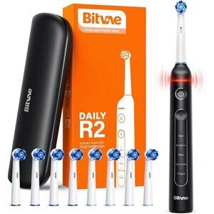 Bitvae R2 Rotating Electric Toothbrush for Adults with 8 Brush Heads, Travel